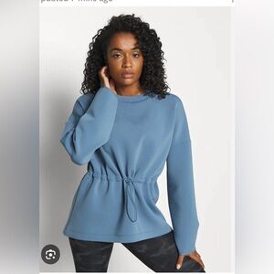 Sweaty Betty Grace Toggle Drawstring Crewneck Steel Blue Sz XS
